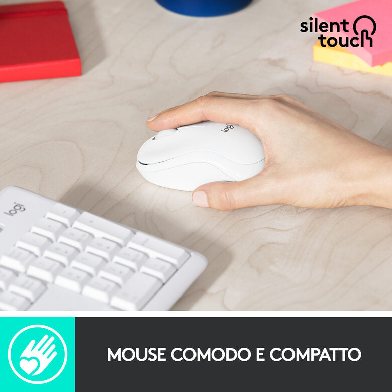 Logitech MK295 Kit Mouse e Tastiera Wireless – Tecnologia SilentTouch, Tastierino Numerico, Tasti Scelta Rapida, Tracciamento Ottico Avanzato, Ricevitore USB Nano, Senza Lag, Meno 90% di Rum