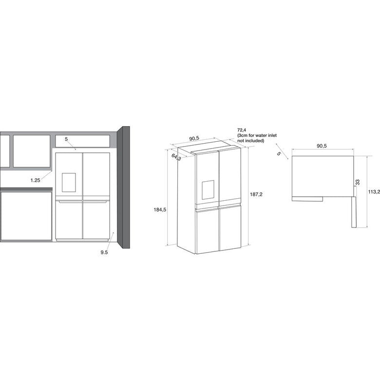 Whirlpool WQ9I MO1L frigorifero side-by-side Libera installazione 592 L F Acciaio inossidabile