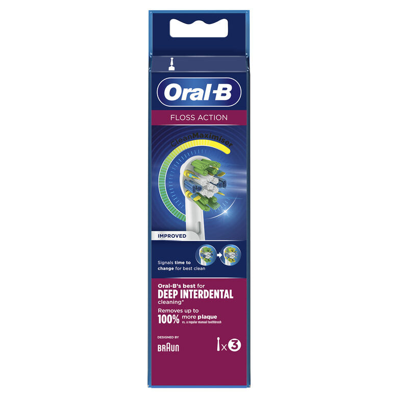 Oral-B FlossAction Testine Di Ricambio (Confezione Da 3 Pezzi) Con Tecnologia CleanMaximiser