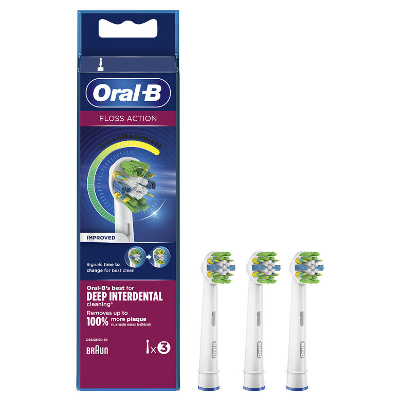 Oral-B FlossAction Testine Di Ricambio (Confezione Da 3 Pezzi) Con Tecnologia CleanMaximiser