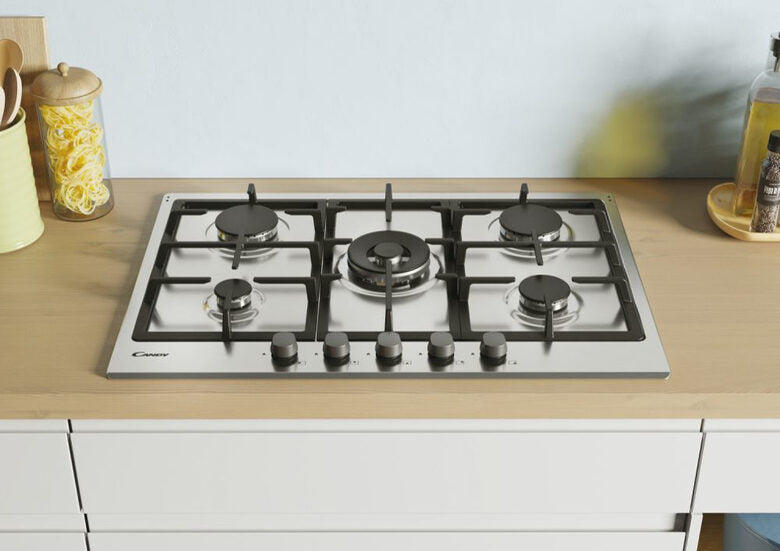 Candy Timeless CHG74WX Acciaio inossidabile Da incasso 74.5 cm Gas 5 Fornello(i)