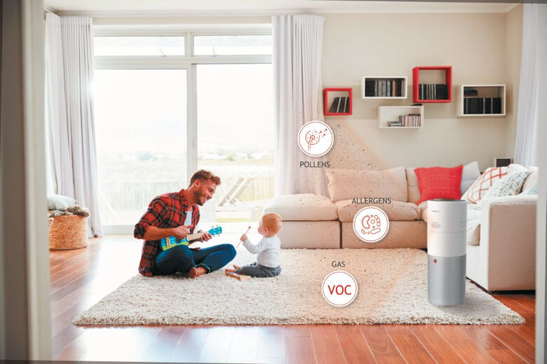 Hoover H-PURIFIER 700 purificatore 110 m² Argento, Bianco