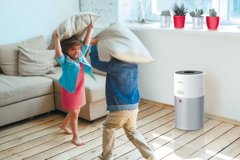 Hoover H-PURIFIER 300 purificatore 100 m² Argento, Bianco
