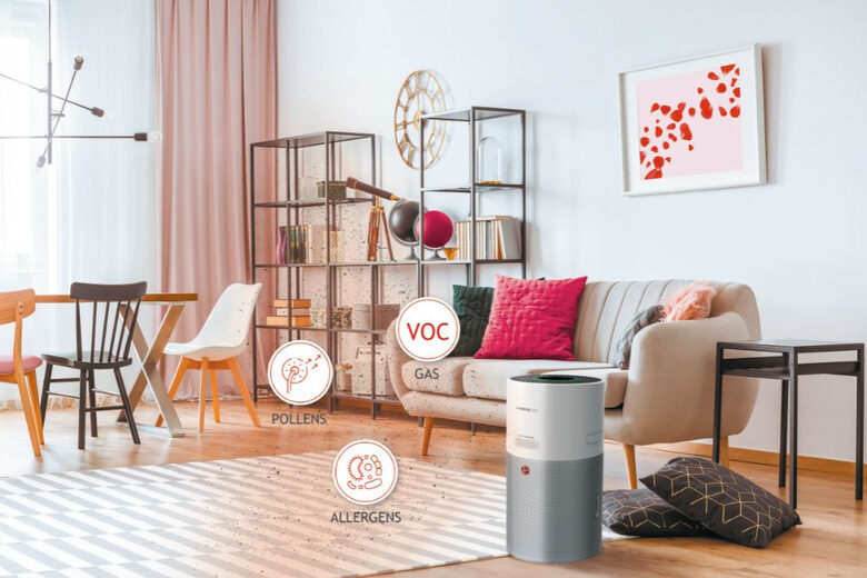 Hoover H-PURIFIER 300 purificatore 100 m² Argento, Bianco