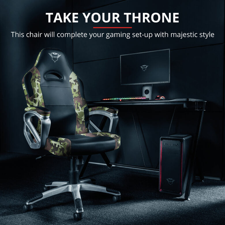 Trust GXT 705C Ryon Sedia per gaming universale Seduta imbottita Nero, Mimetico