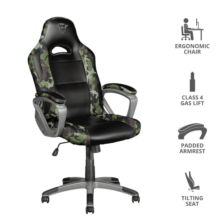 Trust GXT 705C Ryon Sedia per gaming universale Seduta imbottita Nero, Mimetico