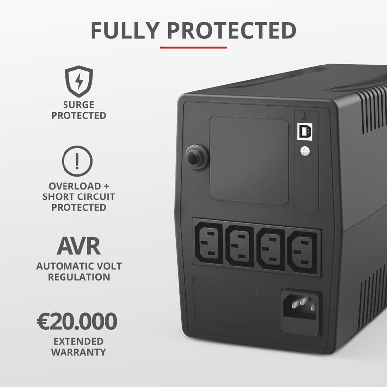 Trust Paxxon 1 kVA 600 W 4 presa(e) AC