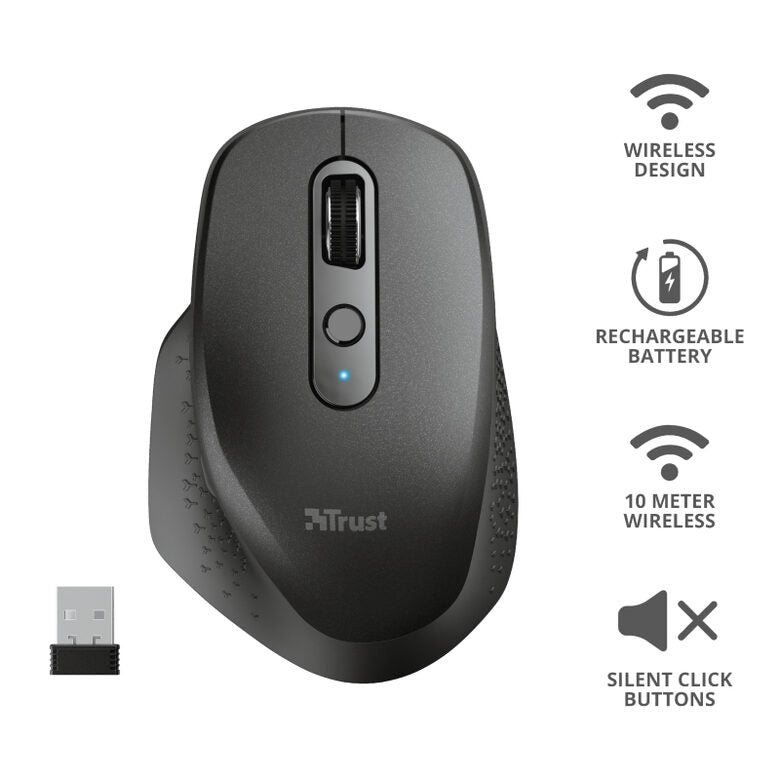 Trust Ozaa mouse Mano destra RF Wireless Ottico 2400 DPI