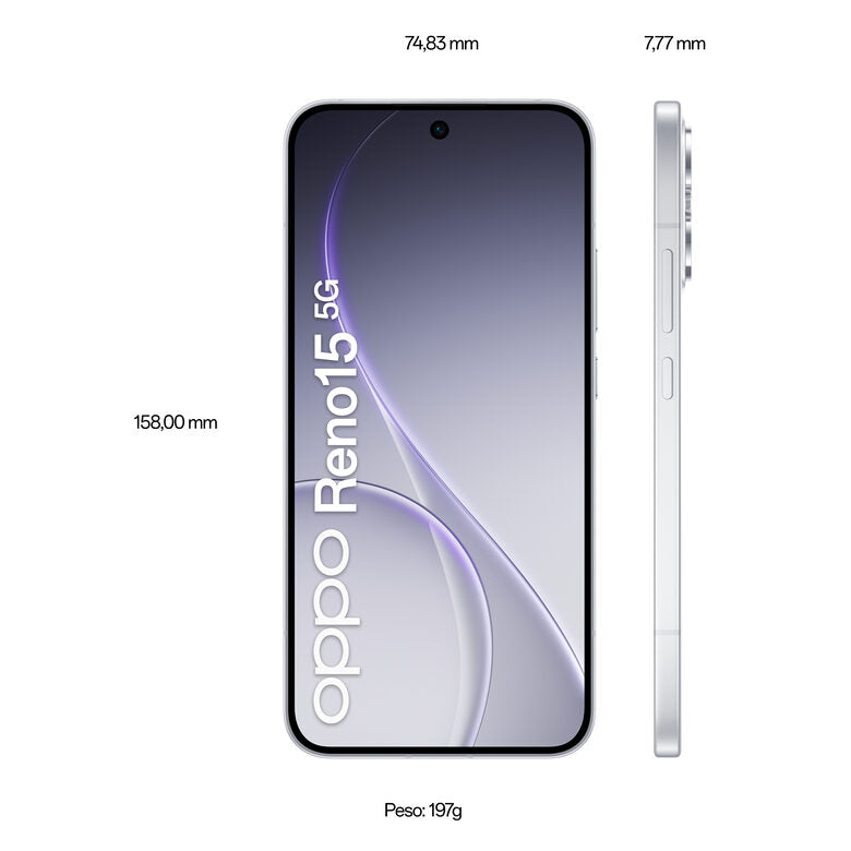 OPPO Reno15 5G AI Smartphone, Tripla fotocamera 50+50+8MP, Selfie 50MP, Display 6.59” 120HZ AMOLED FHD+, 6500mAh, RAM 8GB(Esp2GB/4GB/8GB)+ROM 512GB [Versione Italia], Aurora White