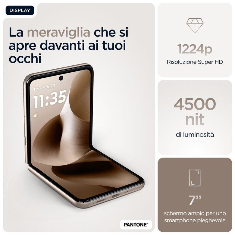 Motorola razr 60 Ultra con Moto AI (16/512GB, 50+50MP, selfie 50MP, display esterno 4.0" interno 7" pOLED 165Hz, Qualcomm Snapdragon 8 Elite, 4700mAh, 5G, Dual SIM, Android 15) PANTONE Mount