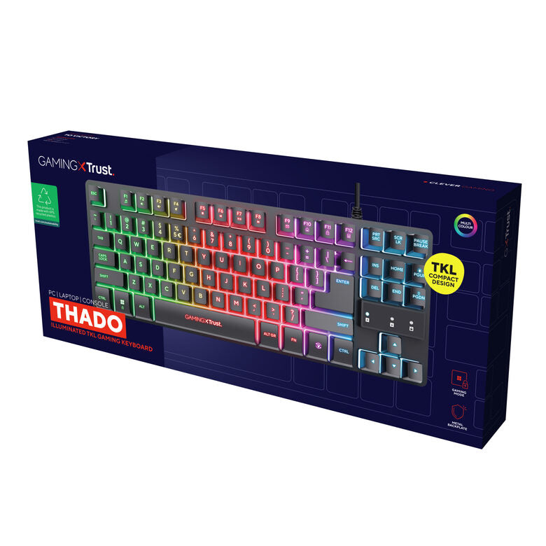Trust GXT 833 Thado tastiera Gaming USB Olandese Nero, Argento