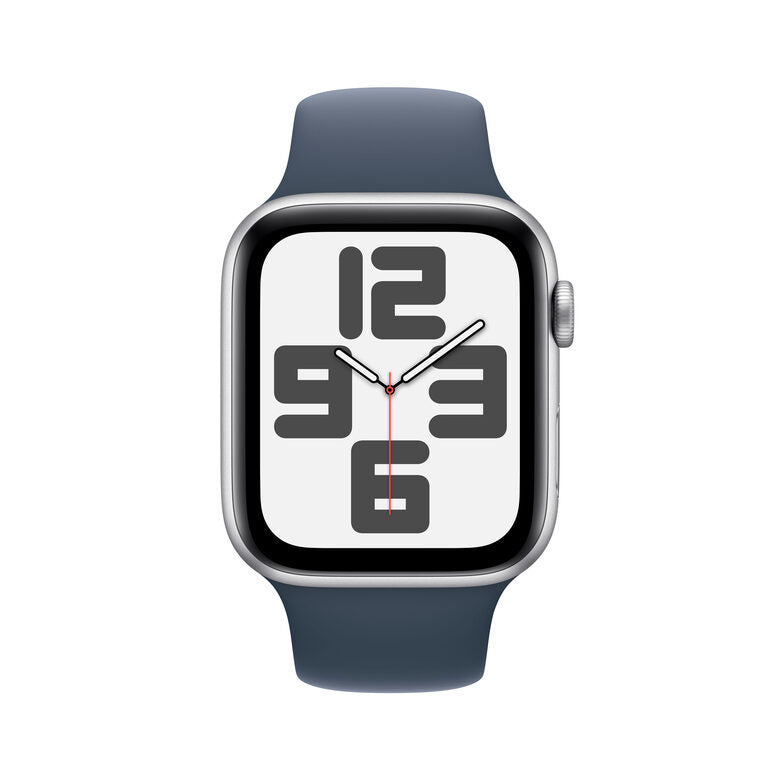 Apple Watch SE GPS + Cellular Cassa 44mm in Alluminio Argento con Cinturino Sport Blu Tempesta - S/M