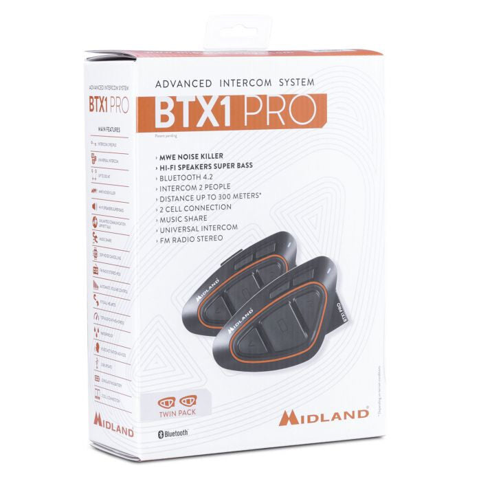 Midland BTX1 PRO TWIN interfono da moto 2 canali 300 m Nero