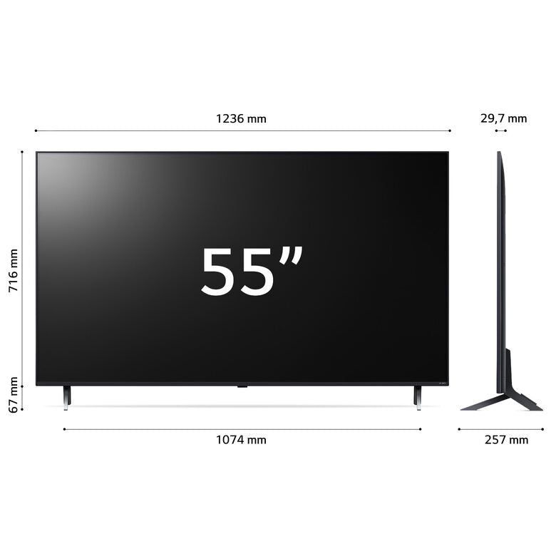 LG 55QNED80T6A Televisione Smart TV 55 Pollici QNED 4K Serie QNED80 3 HDMI