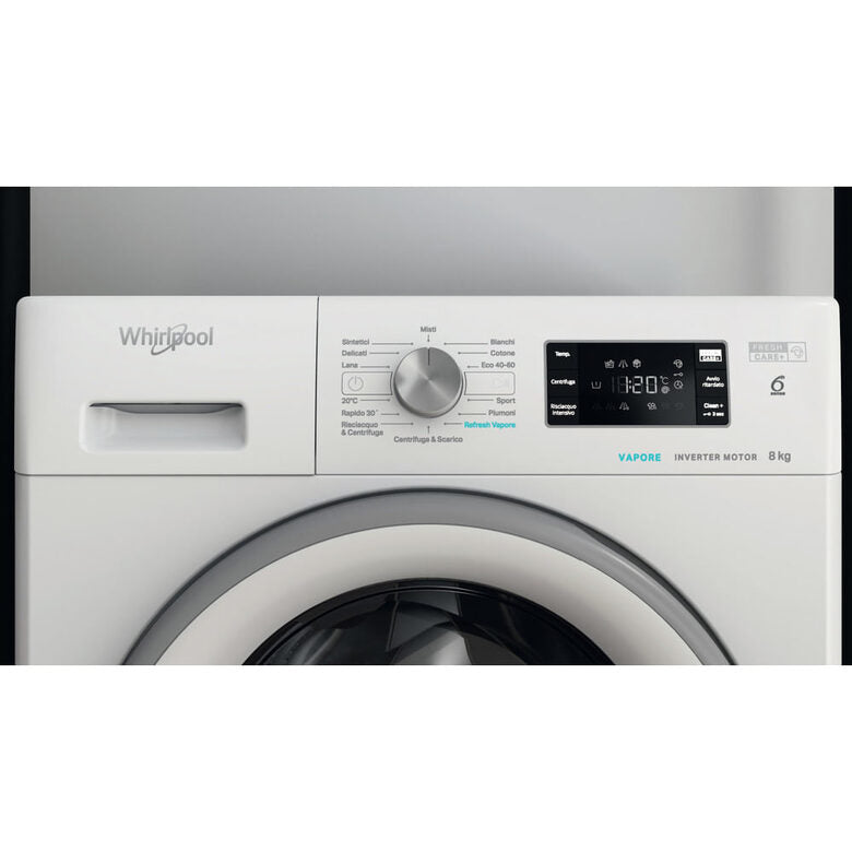 Whirlpool FFB 846 SV IT Lavatrice A Libera Installazione 8 Kg, 1400 Giri, Tecnologia 6° Senso, FreshCare, Classe A, Bianco