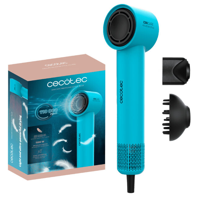 Cecotec IoniCare RockStar Style Asciugacapelli 1500 W Nero, Blu