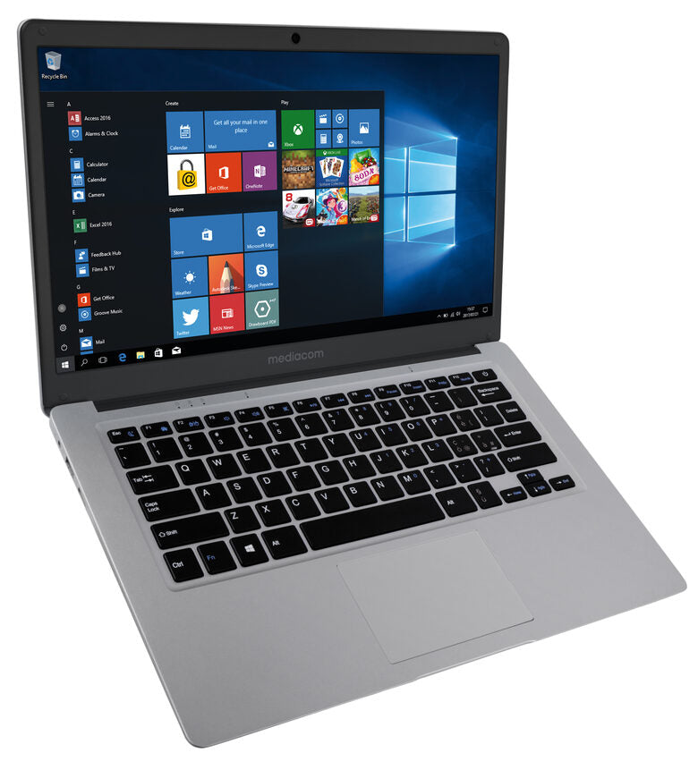Mediacom M-SB146 notebook Computer portatile 35,6 cm (14") Full HD Intel® Celeron® 4 GB LPDDR4-SDRAM 64 GB Flash Windows 10 Home Nero, Argento