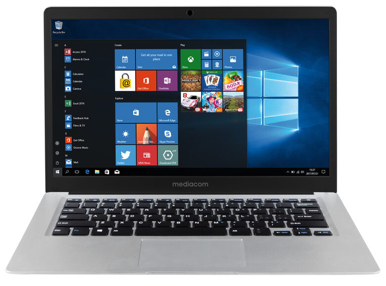 Mediacom M-SB146 notebook Computer portatile 35,6 cm (14") Full HD Intel® Celeron® 4 GB LPDDR4-SDRAM 64 GB Flash Windows 10 Home Nero, Argento