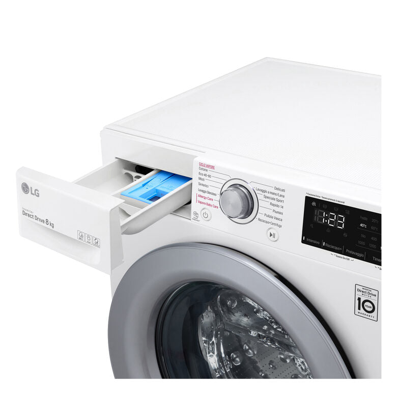 LG F4WV308S4E Lavatrice Intelligente AIDD 8kg Vapore 1400 Giri/min Carica frontale Classe C