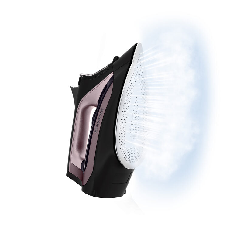 Rowenta DW4345 Express Steam, Ferro da Stiro a Vapore, Piastra in Acciaio Inox con Tecnologia Microsteam, Sistema Anticalcare Integrato, Colpo vapore 200 g/min, Potenza 2600 Watt, Nero e Ros