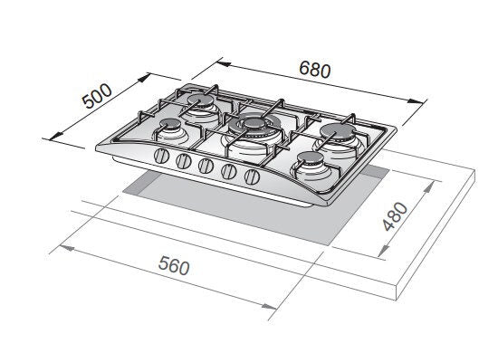 De’Longhi FFT 57 ASV piano cottura Rame Da incasso 68 cm Gas 5 Fornello(i)
