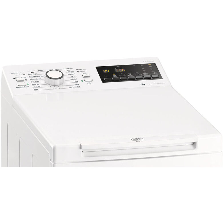 Hotpoint WMTG 722B IT/N lavatrice Caricamento dall'alto 7 kg 1200 Giri/min E Bianco