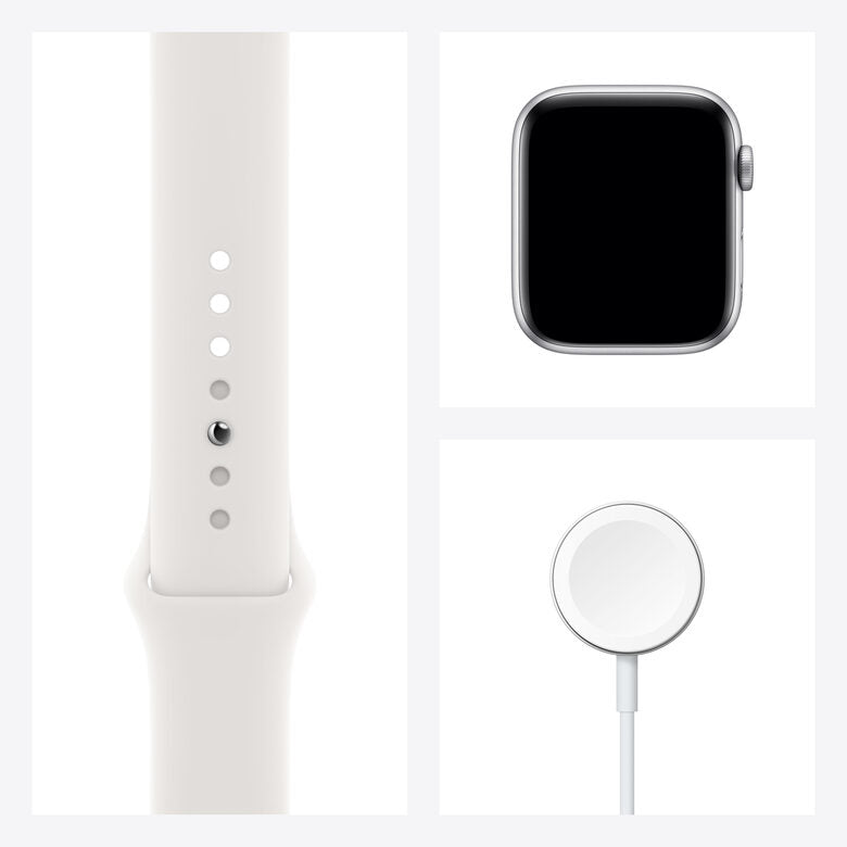 Apple Watch Serie 6 GPS, 44mm in alluminio argento con cinturino Sport Bianco