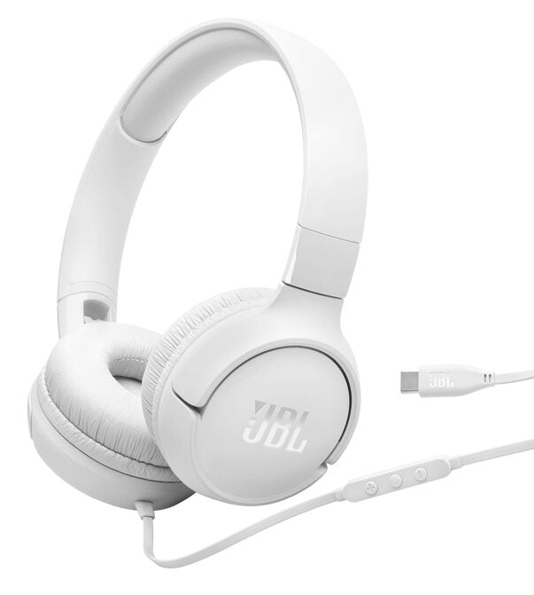 JBL Cuffie ad archetto supra-aurali con cavo e comando/microfono a 3 pulsanti, connettore USB Type-C, Driver: 32mm, Certificazione Hi-Res Audio, 3 EQ selezionabili, Cavo piatto, Ripiegabili