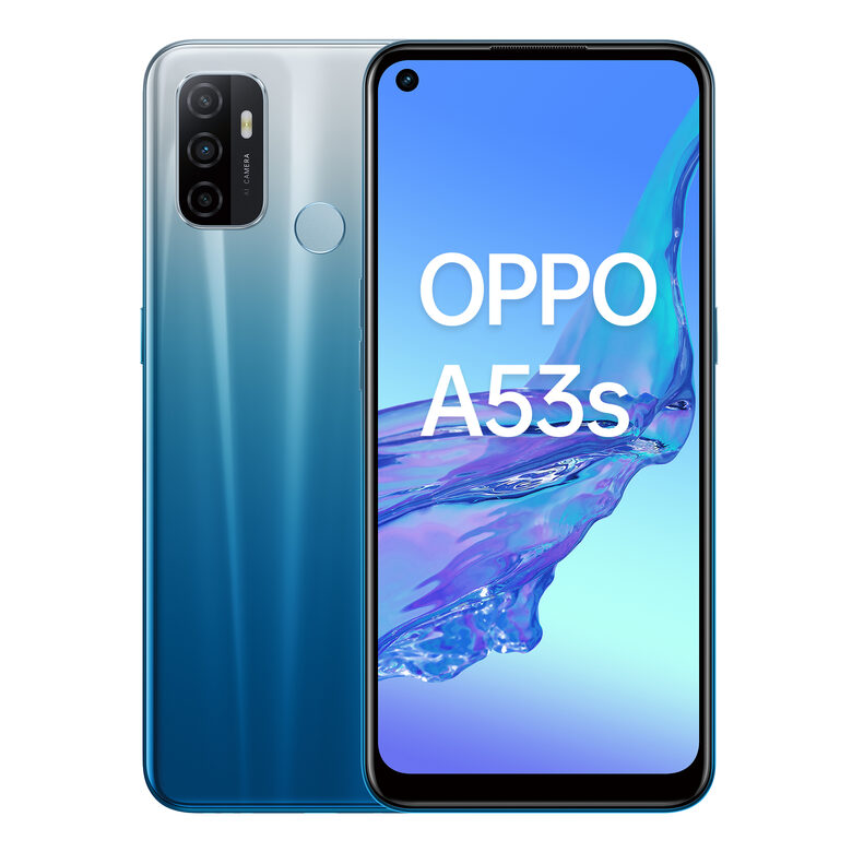 OPPO A53s Smartphone, 186g, Display 6.5" HD+ LCD, 3 Fotocamere 13MP, RAM 4GB + ROM 128GB Espandibile, Batteria 5000mAh, Ricarica Rapida, Dual Sim, [Versione Italiana], Fancy Blue
