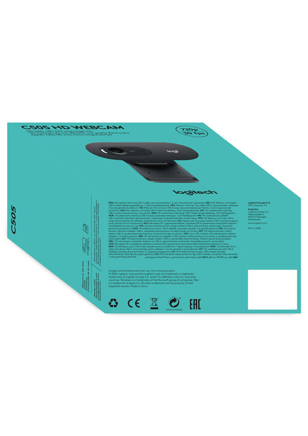 Logitech C505 HD webcam 1280 x 720 Pixel USB Nero