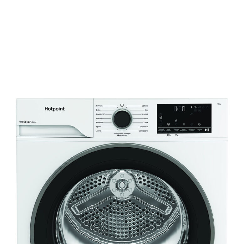 Hotpoint Ariston HPT 94D BS IT Asciugatrice A Libera Installazione 9 Kg, Pompa Di Calore, PetHairCare, GentleCare, Classe C, Bianco
