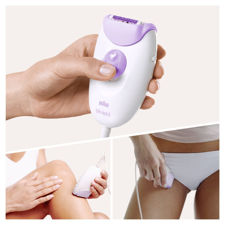 Braun Silk-épil 3 -170, Epilatore Donna Per La Rimozione Duratura Dei Peli - Bianco/Viola
