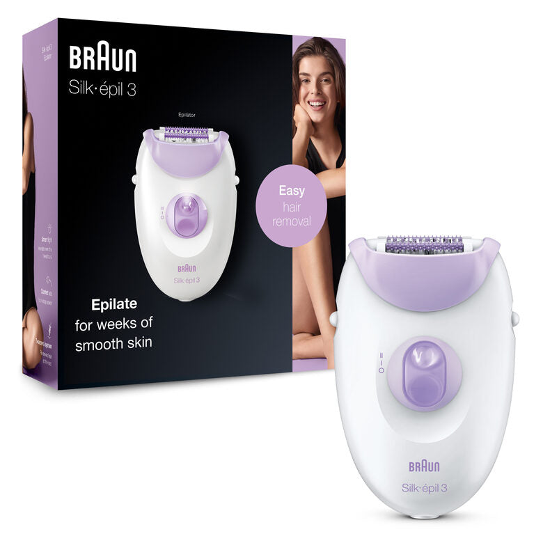 Braun Silk-épil 3 -170, Epilatore Donna Per La Rimozione Duratura Dei Peli - Bianco/Viola