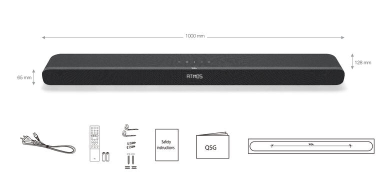 TCL Alto 8i Soundbar TS8111 Dolby Atmos 2.1 con Subwoofer integrato per TV & Wireless Bluetooth (39-inch Speaker, HDMI ARC, Montaggio a parete, Telecomando, tre modalità di suono)