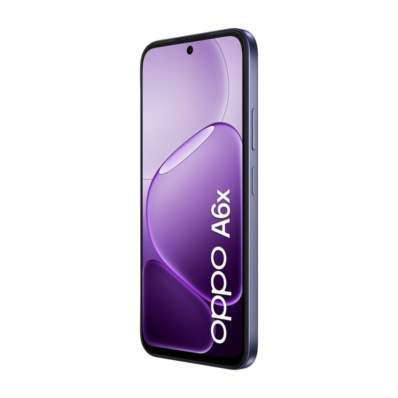 OPPO A6x AI Smartphone, doppia fotocamera 13MP+QVGA, Selfie 5MP, Display 6.75” 120HZ IPS HD+, 6100mAh, RAM 4GB(Esp1GB/2GB/4GB)+ROM 128GB [Versione Italia], Black Purple