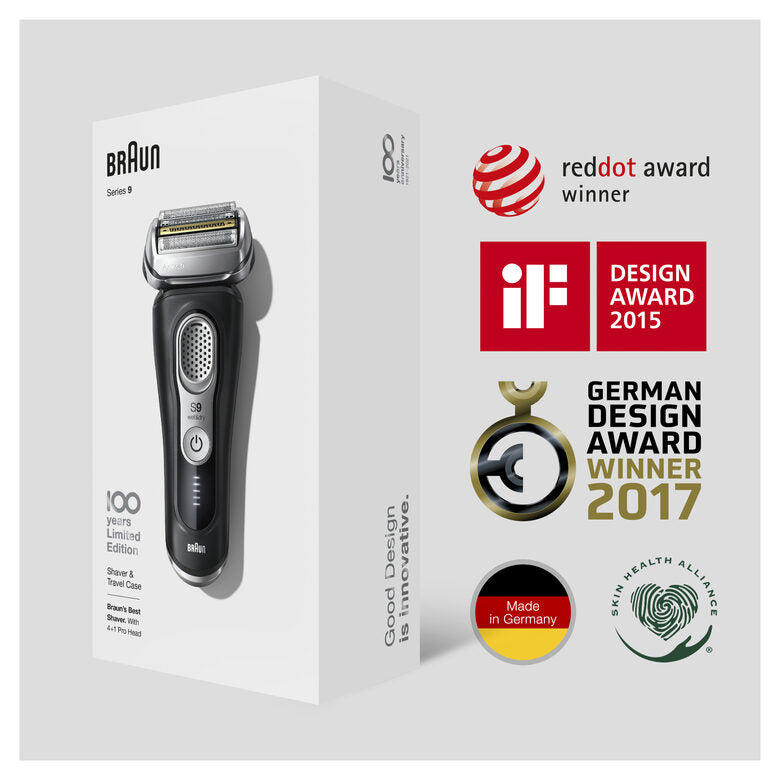 Braun Series 9 Rasoio Elettrico Uomo, Design Edition Con Custodia Da Viaggio - Nero