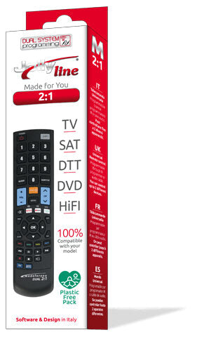 G.B.S. Elettronica MadeForYou 2:1 Serie 7001 Black telecomando Bluetooth DTT, DVD/Blu-ray, SAT, TV, VCR Pulsanti