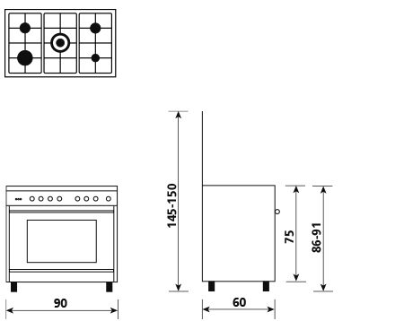 Glem Gas ST965MBK cucina Elettrico Nero, Antracite, Acciaio inox