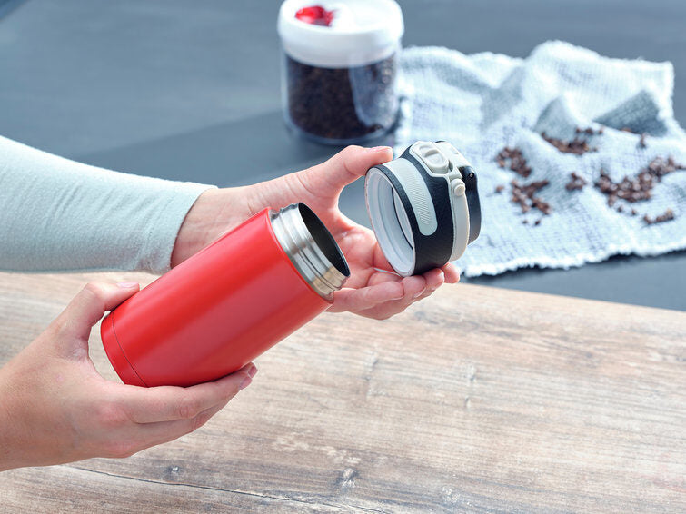 Leifheit 03245 tazza da viaggio 350 ml Nero, Rosso Acciaio inossidabile
