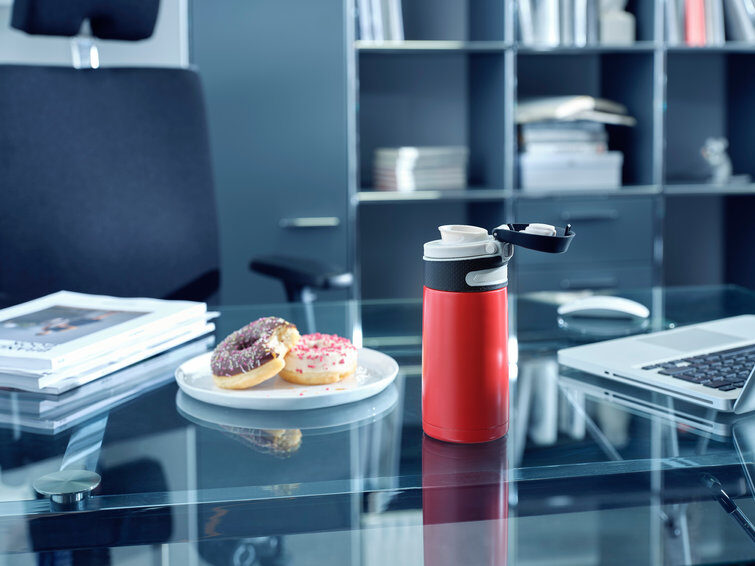 Leifheit 03245 tazza da viaggio 350 ml Nero, Rosso Acciaio inossidabile
