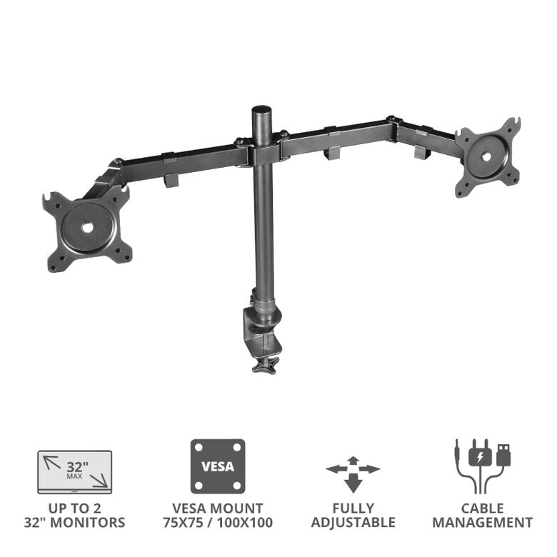 Trust GXT 1120 Mara Dual Monitor Arm 81,3 cm (32") Morsa Nero