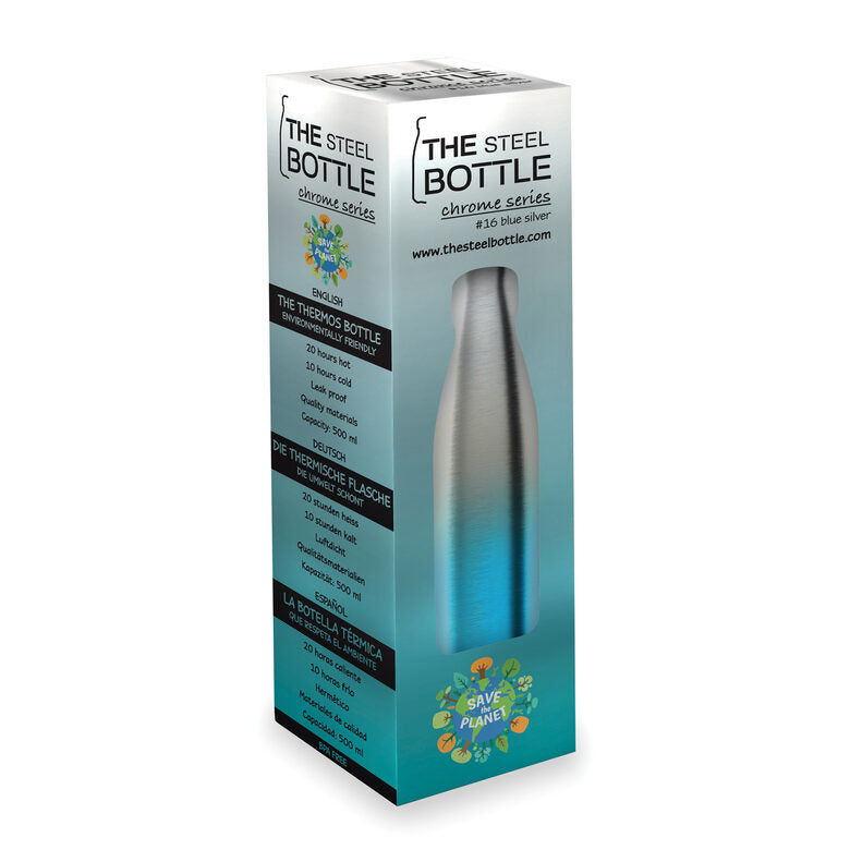 The Steel Bottle - Chrome Series 500 ml - Blue Silver