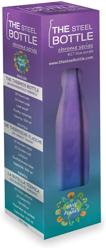 The Steel Bottle Chrome series Uso quotidiano 500 ml Acciaio inossidabile Blu, Porpora