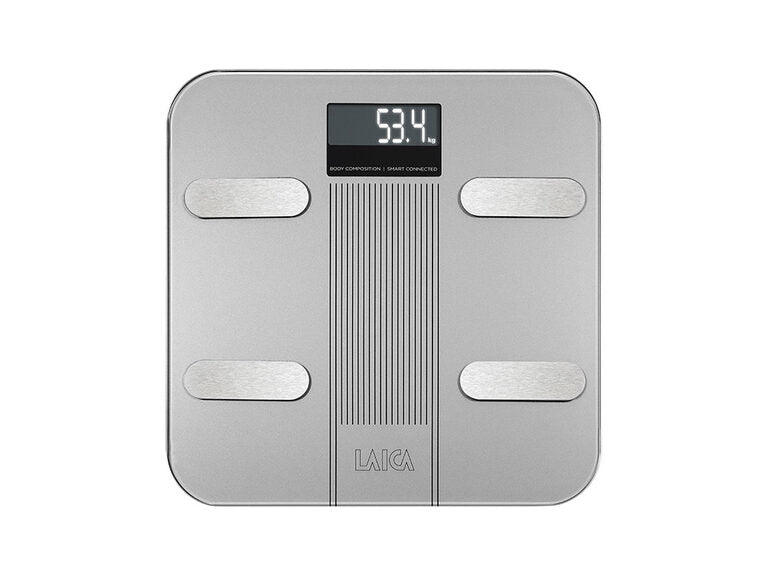 Laica PS7005 bilance pesapersone Rettangolo Grigio, Acciaio inossidabile Bilancia pesapersone elettronica
