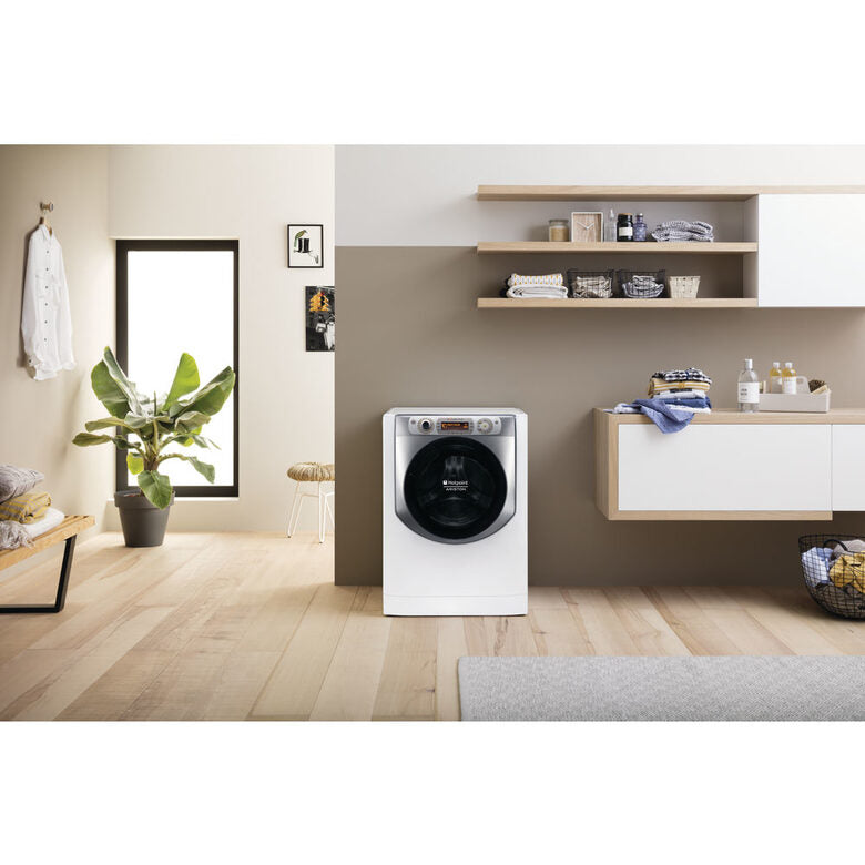 Hotpoint AQ104D497SD EU/B N lavatrice Caricamento frontale 10 kg 1400 Giri/min Argento, Bianco