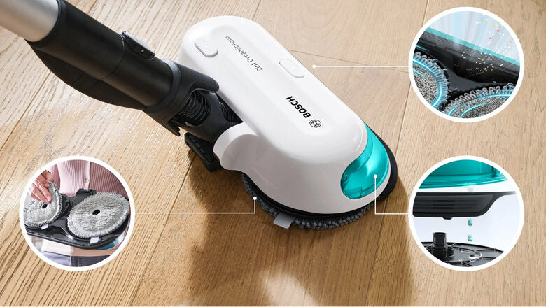 Bosch Scopa elettrica lavapavimenti 2in1 Unlimited 7 ProHygienic Aqua Bianco