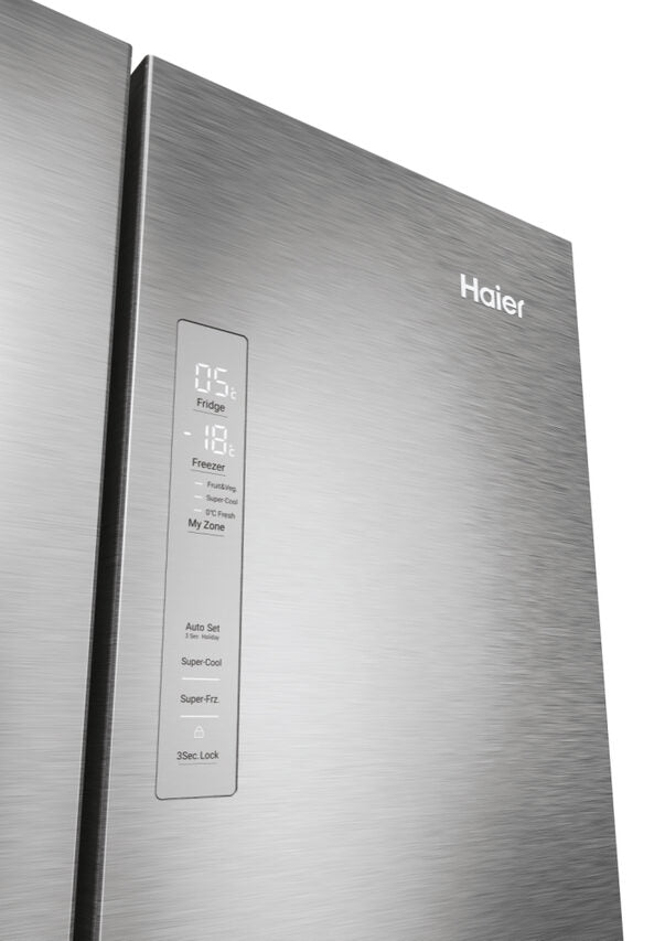 Haier HFR3718ENMM FD 70 Serie 3 Frigorifero Combinato A Libera Installazione, No Frost, Display, Classe E, Acciaio Inox