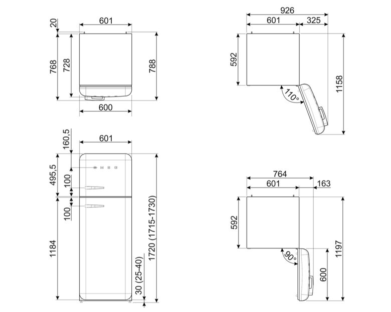 Smeg FAB30RBE5 frigorifero con congelatore Libera installazione 294 L D Blu