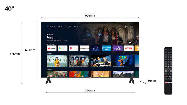 TCL 40S5400A Televisione Smart TV 40 Pollici Led Full Hd Serie S54 Android TV