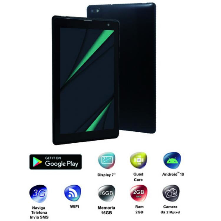 New Majestic TAB-847 3G 16 GB 17,8 cm (7") Mediatek 2 GB Wi-Fi 4 (802.11n) Android 10 Nero